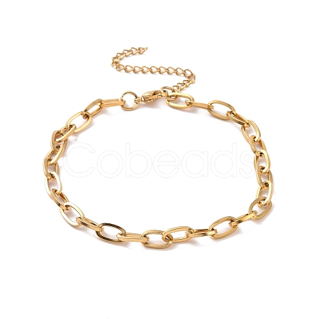 PVD Vacuum Plating 304 Stainless Steel Cable Chain Bracelet for Men Women BJEW-E031-05A-G-1