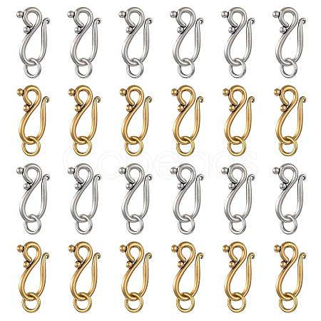 30Pcs 2 Colors Tibetan Style Hook and Eye Clasps FIND-FS0005-27-1