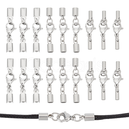 30 Sets 3 Styles 304 Stainless Steel Lobster Claw Clasps STAS-UN0047-74-1