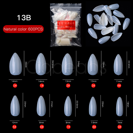 ABS Plastic Seamless Stiletto Shape False Nail Tips MRMJ-Q069-013B-1