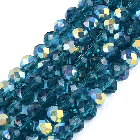 AB Color Plated Transparent Glass Rondelle Beads Strands EGLA-T029-4mm-10G-1