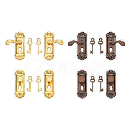8 Sets 6 Styles Miniature Alloy Door Lock & Key AJEW-GO0001-73-1
