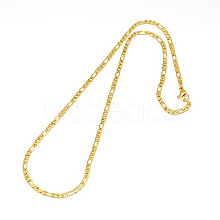 PVD Vacuum Plating 304 Stainless Steel Figaro Chain Necklace Making STAS-A028-N022G-1