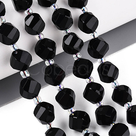 Natural Black Onyx(Dyed & Heated) Beads Strands G-T144-24A-03-1