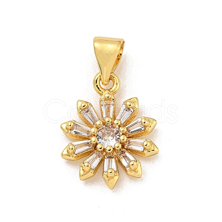 Rack Plating Brass Micro Pave Cubic Zirconia Pendants KK-G513-02G-1