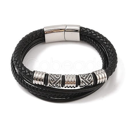 Braided Microfiber Leather Multi-strand Bracelets LS-BJEW-B096-07D-1