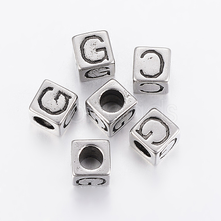 304 Stainless Steel Large Hole Letter European Beads STAS-H428-01AS-G-1