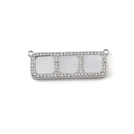 Brass Micro Pave Clear Cubic Zirconia Connector Charms CU-CBA30E8-01P-A02-1