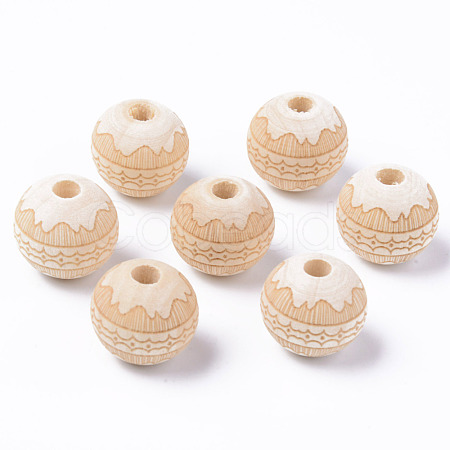 Unfinished Natural Wood European Beads WOOD-S057-015A-1