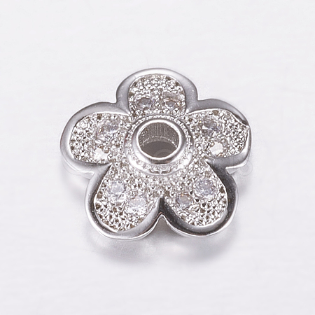 Brass Micro Pave Cubic Zirconia Bead Cap ZIRC-G122-50P-RS-1