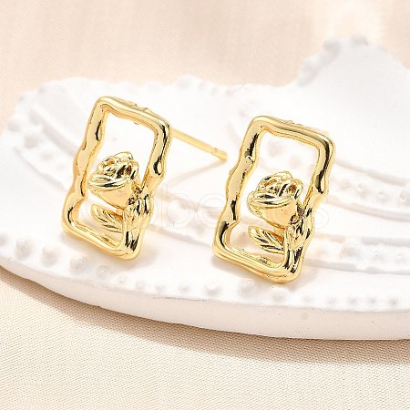 Brass Stud Earrings EJEW-G432-01G-1