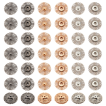 Nbeads 24Pcs 3 Colors Alloy & Brass Snap Buttons FIND-NB0003-69-1