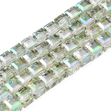Electroplate Transparent Glass Beads Strands EGLA-N002-28-C02-1