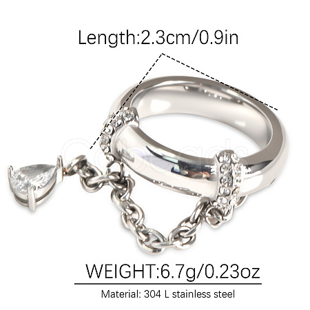 304 Stainless Steel Micro Pave Clear Cubic Zirconia Finger Rings FS-WGB0E10-05-1