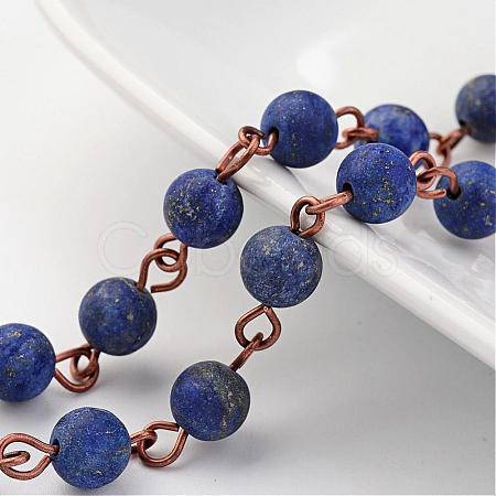 Handmade Natural Lapis Lazuli Beaded Chains AJEW-JB00231-01-1