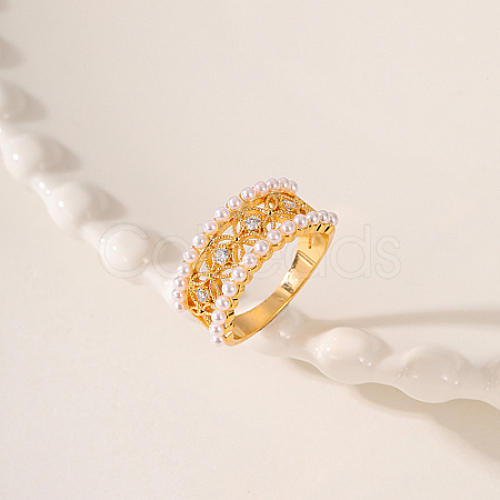 Brass Micro Pave Cubic Zirconia Finger Ring AH5761-2-1
