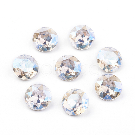 Pointed Back & Back Plated Glass Rhinestone Cabochons RGLA-J012-8mm-001MO-1