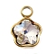 304 Stainless Steel Pendants, with Rhinestone, Real 18K Gold Plated, Ion Plating(IP), Star, Crystal, 10x7.5x4mm, Hole: 1.8mm