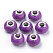 Imitation Turquoise Style Resin European Beads, Large Hole Beads, with Silver Color Plated Brass Double Cores, Rondelle, Purple, 14x9.5mm, Hole: 5mm