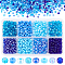 Mixed Style 6/0 Round Glass Seed Beads, Blue, 4mm, Hole: 1.5mm, about 1840pcs/box