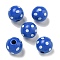 Printed Wood European Beads, Round with Dot Pattern, Royal Blue, 15.5~16mm, Hole: 4~4.5mm