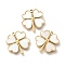 PVD Vacuum Plating 304 Stainless Steel Charms, with Pave Shell, Clover Charm, Real 18K Gold Plated, 14.5x14.5x1.5mm, Hole: 1mm