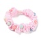 Cloth Elastic Hair Ties, with Platic Bead, Hair Accessories for Girls or Women, Pink, 17mm, Inner Diameter: 50mm