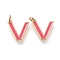 Brass Enamel Pendants, with Jump Ring, Long-Lasting Plated, Real 18K Gold Plated, Letter.V, Hot Pink, Letter.V, V: 15.5x14.5x1.8mm, Jump Rings: Inner Diameter: 3mm