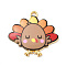 Cute Printed Alloy Pendants, Light Gold, Cadmium Free & Nickel Free & Lead Free, Turkey Charm, Tan, 26x26x2mm, Hole: 2mm