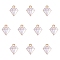 Alloy Enamel Charms, Dimond, Light Gold, White, 15x11.5x2.5mm, Hole: 1.8mm, 10pcs/box