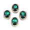 Sew on Rhinestone, Transparent Glass Rhinestone, with Brass Prong Settings, Faceted, Oval, Teal, 22x17x7mm, Hole: 0.9mm