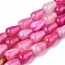 Natural Crackle Agate Beads Strands,  Dyed & Heated, Teardrop, Hot Pink, 14x10mm, Hole: 1mm, about 28pcs/strand, 15.35 inch(39cm)