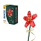 Kapok Potted Flowers Building Blocks, with Riband, DIY Artificial Bouquet Building Bricks Toy for Kids, Red, 120x90x58mm