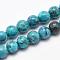 Natural Marble Beads Strands, Round, Dyed & Heated, Dark Turquoise, 10mm, Hole: 1mm, about 38pcs/strand, 15.7 inch(40cm)