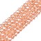 Electroplate Glass Beads Strands, Pearl Luster Plated, Faceted, Rondelle, Dark Salmon, 4x3mm, Hole: 0.4mm, about 113~115pcs/strand, 41~41.5cm