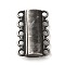 304 Stainless Steel Multi-Strand Magnetic Slide Clasps, 5-Strand, 10-Hole, Rectangle, Gunmetal, 28x18.5x6mm, Hole: 2.5mm