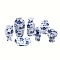 7Pcs Porcelain Vase Mini Model, Micro Landscape Dollhouse Accessories, Pretending Prop Decorations, Blue, 25~35mm