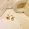 Alloy with Resin Stud Earrings, Rectangle with Heart, White, 23x23mm