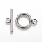 Tarnish Resistant 304 Stainless Steel Toggle Clasps, for DIY Jewelry Making, Textured, Ring, Stainless Steel Color, Bar: 7x20x2mm, Hole: 3mm, Ring: 19x14x2mm, Hole: 3mm