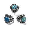 Natural Banded Agate Adjustable Rings RJEW-I108-03AS-04-4