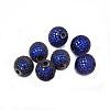 CZ Brass Micro Pave Grade AAA Blue Color Cubic Zirconia Round Beads KK-O065-12mm-03B-NR-2