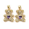 Brass Micro Pave Cubic Zirconia Pendants LS-KK-K258-24C-G-RS-1