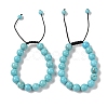10mm Round Natural Crackle Turquoise  Braided Bead Bracelets BJEW-C067-01C-10-1