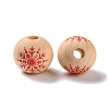 Printed Wood European Beads WOOD-Z002-08H-2