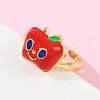 Brass Enamel Cuff Rings for Women RJEW-D326-01G-2