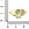 Brass Micro Pave Clear Cubic Zirconia Elephant Connector Charms KK-M324-22G-3