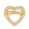 Clear Cubic Zirconia Hollow Heart Adjustable Ring RJEW-M148-04G-1
