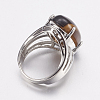 Natural Tiger Eye Wide Band Finger Rings RJEW-K224-A18-2