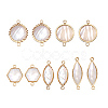 10Pcs 5 Styles Brass Pave Natural White Shell Connector Charms KK-PH0012-91A-6