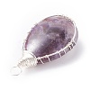 Natural Amethyst & Natural Tiger Eye & Natural Green Fluorite & Natural Rose Quartz & Natural Quartz Crystal  Pendants PALLOY-JF01307-5